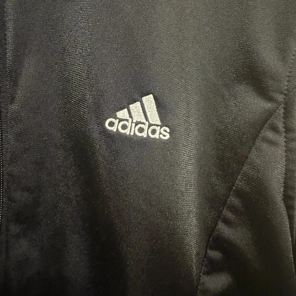 Adidas Men’s Essential Track Running Jacket Black White 3 Stripes Zipper Sz L - Picture 6 of 11